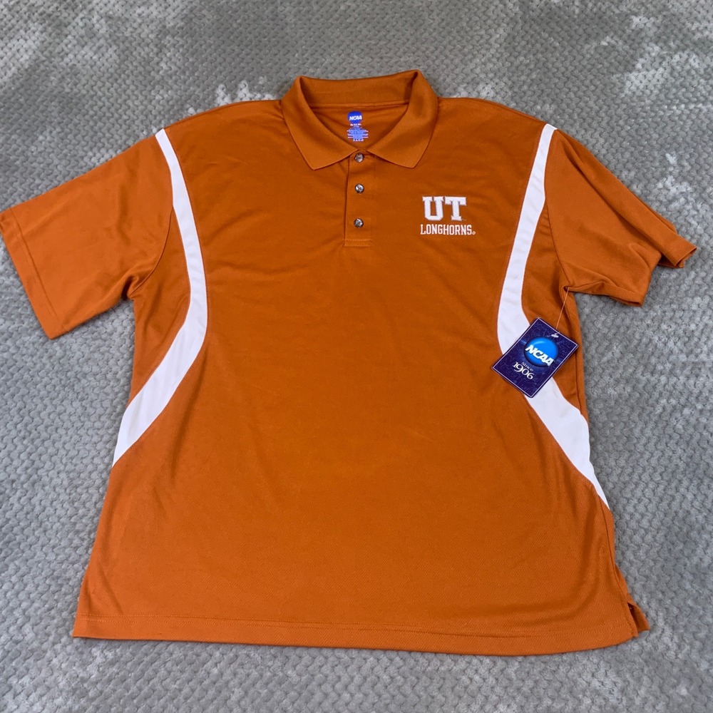 NCAA Texas Longhorns Mens Large Burnt Orange Embroidered Polo Shirt KA Inc NWT